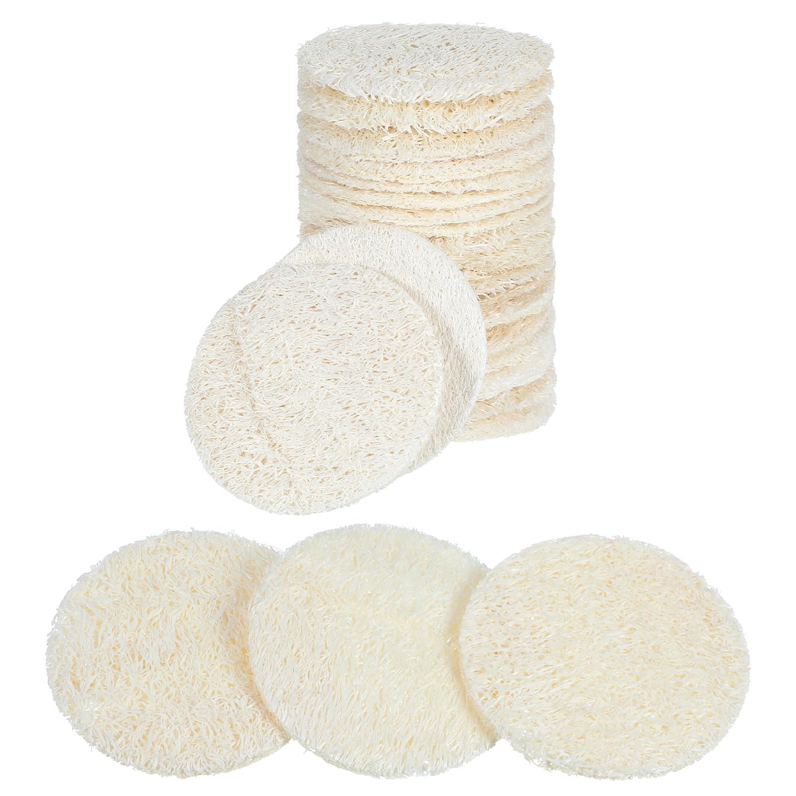 Nogeqi 20 Pcs Natural Loofah Sponge Pads for 1 Count (Pack of 20), Beige