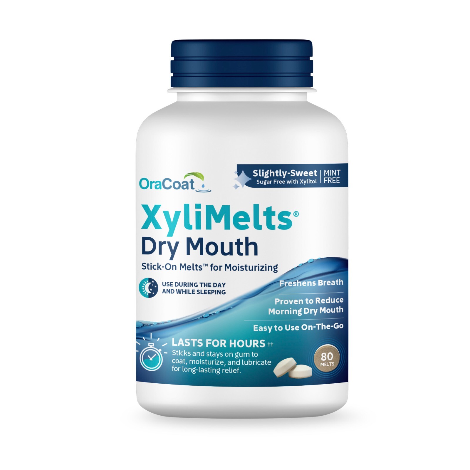 Oracoat Xylimelts for Dry Mouth, Mint Free, 80 Ct Box