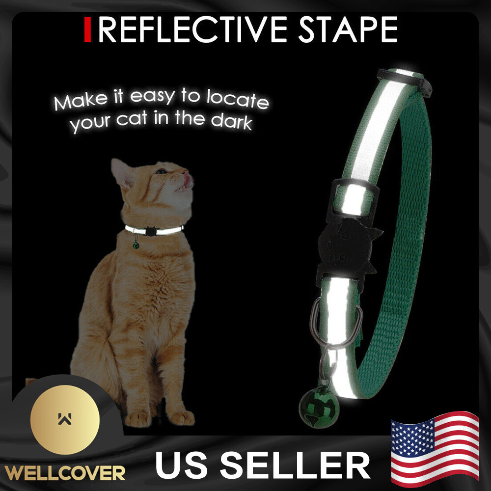 CAT Collar Reflective with Safety Release Breakaway Buckle Kitten Puppy Pet Bell