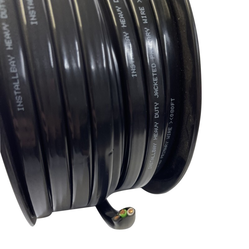 Trailer Light Cable 12-3 Wiring Harness 12 Gauge 3 Wire Jacketed Black - 100 FT