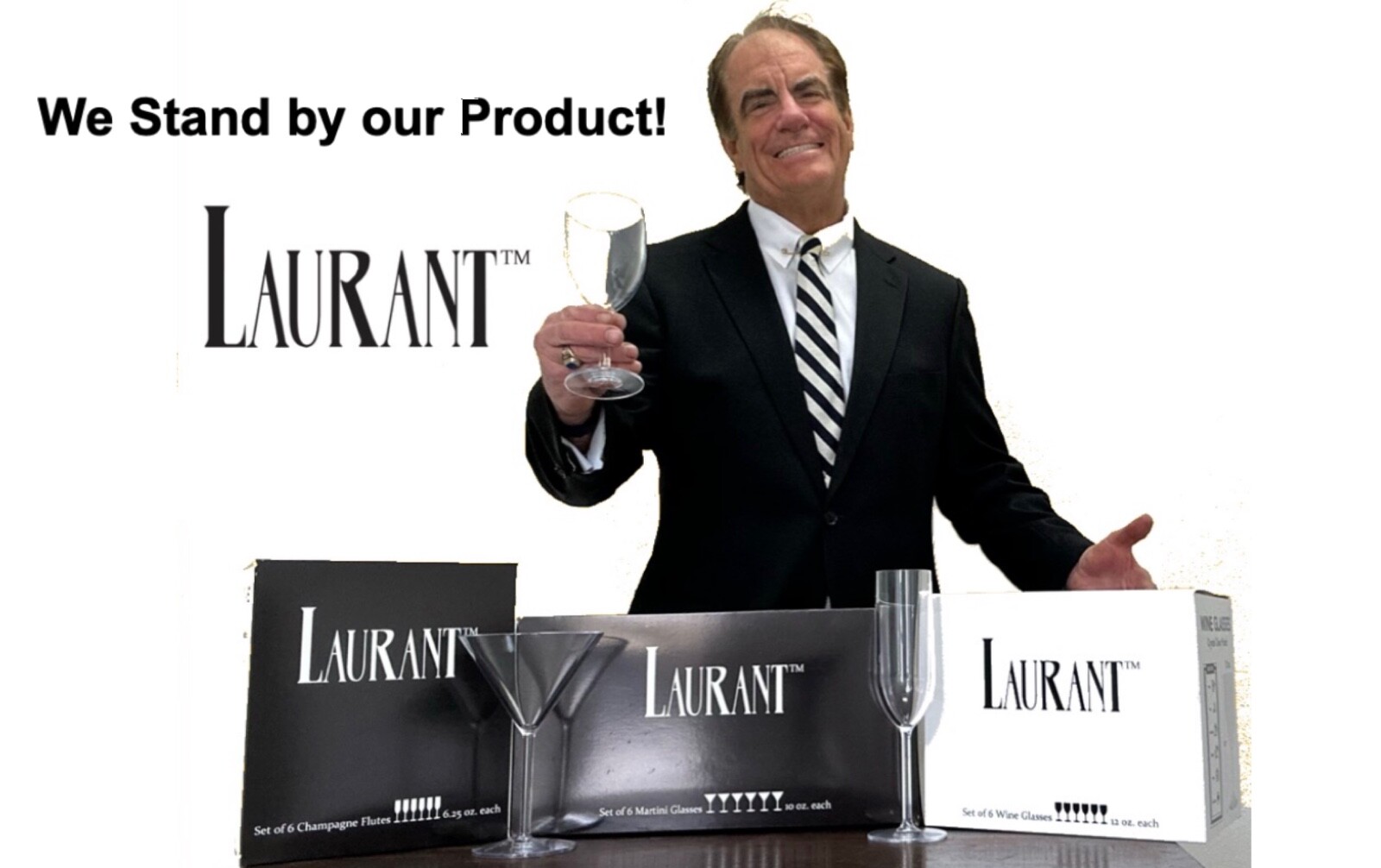 LAURANT Crystal Clear Plastic Martini Glasses 10 oz. oz Set of 6 BPA Free