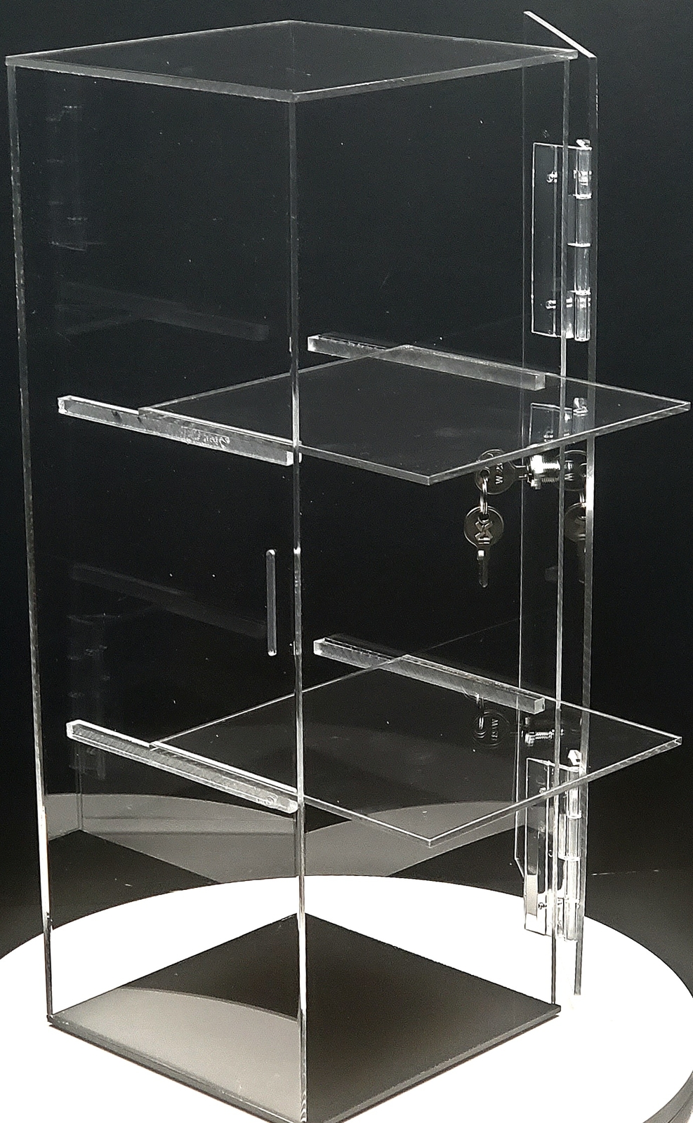 T'z Tagz Clear Acrylic Display Case Removable 2 Shelf Locking Showcase Cabinet