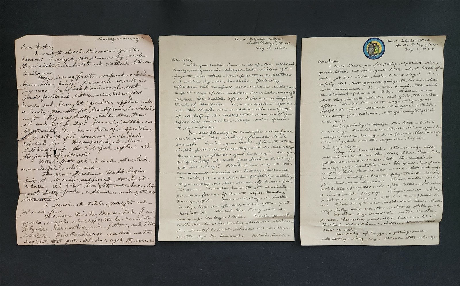 1920s antique LETTER LOT mineola ny FRANCES WHITTY from MOUNT HOLYOKE COLLEGE