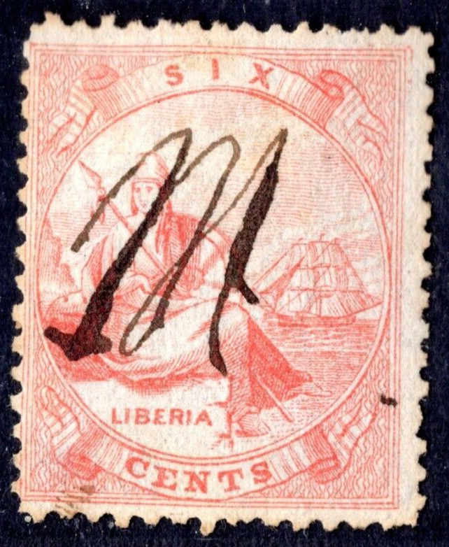 LIBERIA 1860 SCOTT #1 USED MANUSCRIPT CANCEL, NEAT PERFS