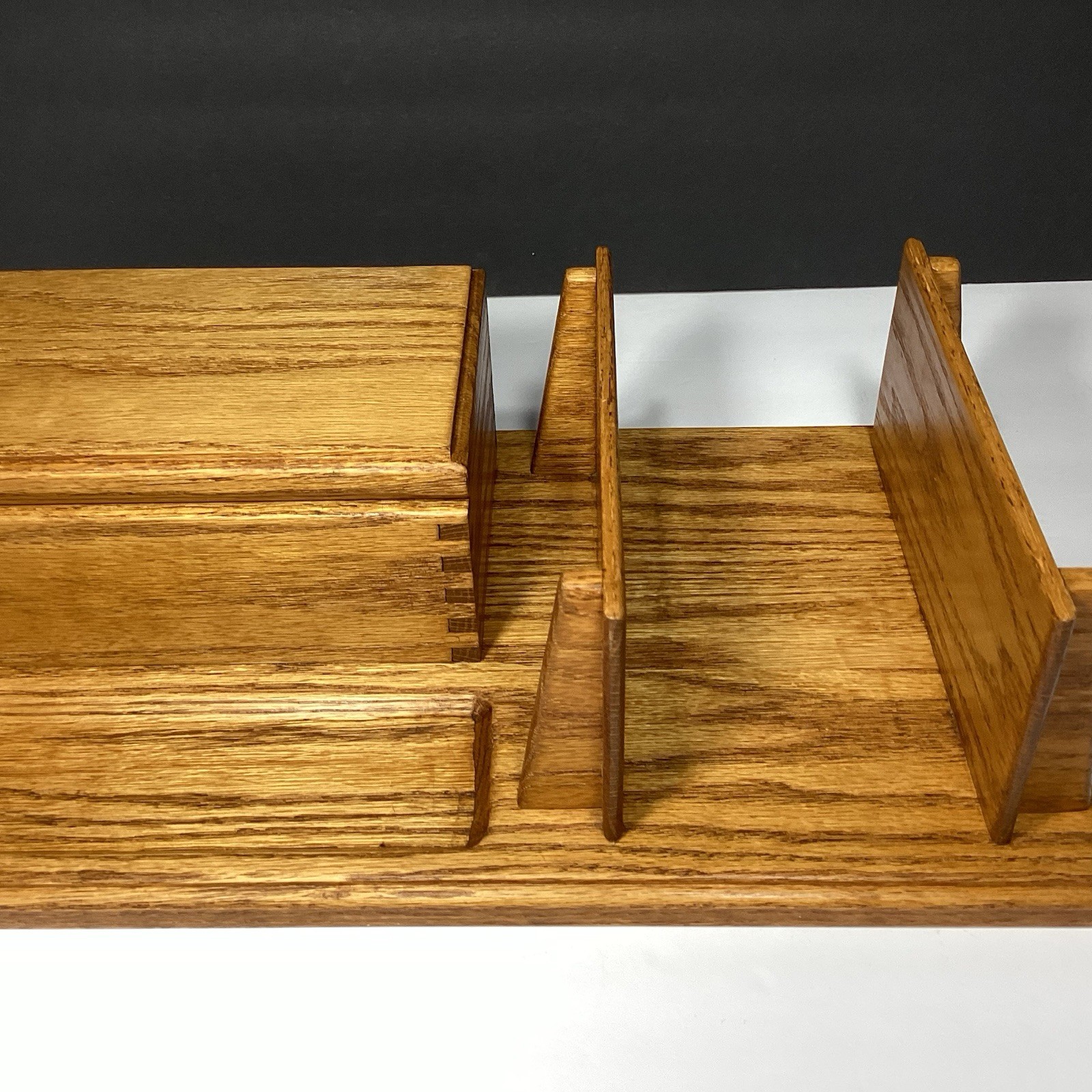 OOAK Handmade Vintage Mid Century Modern Solid Wood Desk Organizer W/ Box