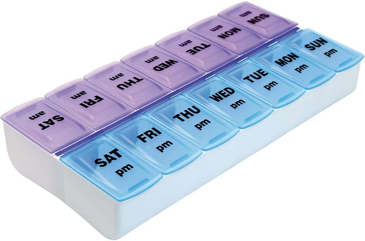 2 Pack Weekly Pill Box Organizer Twice a Day 7 day AMPM Organizer Case Medicine