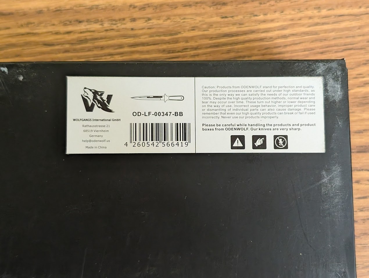 OdenWolf W-Catcher Full-Tang Black (OD-LF-00347-BB) Survival/Camping Knife