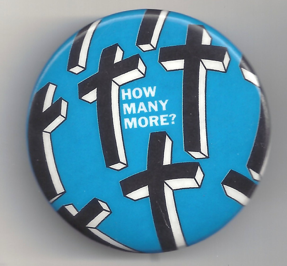 How Many More? Field with Crosses Anti-War Pin pinback button
