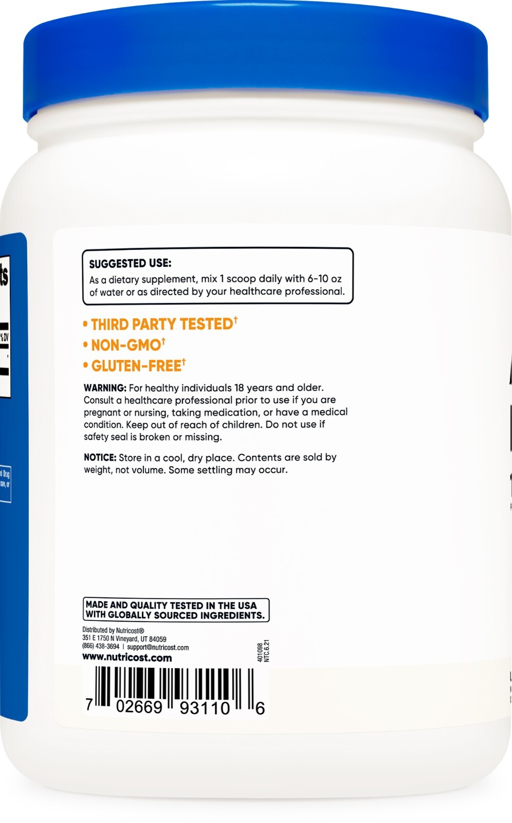 Nutricost Acetyl L-Carnitine Powder - 500 grams (Unflavored)