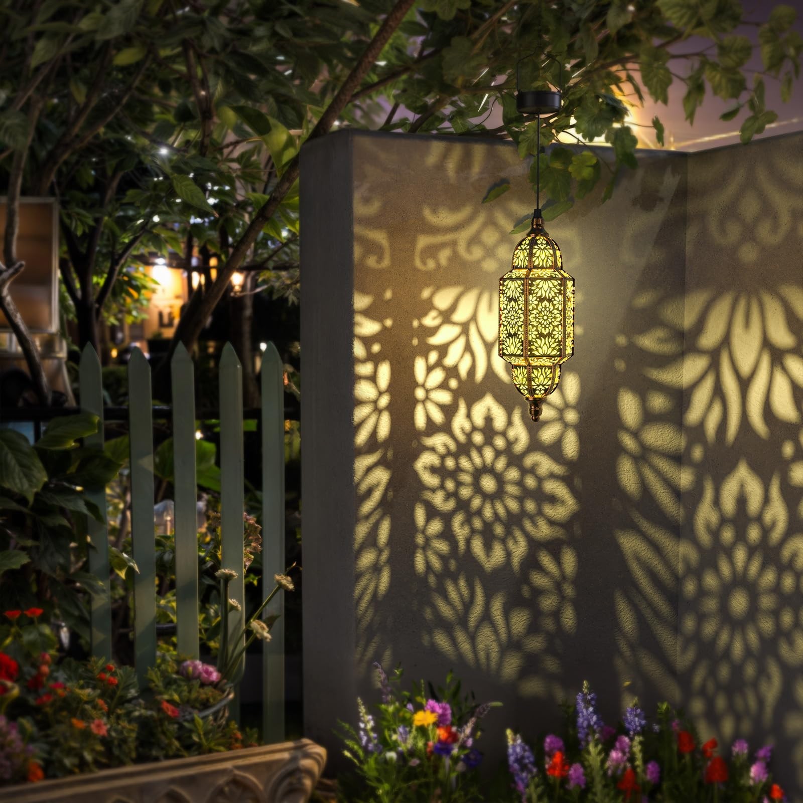 Hanging Solar Lights Outdoor Garden Decorative Solar Lantern Waterproof Metal US