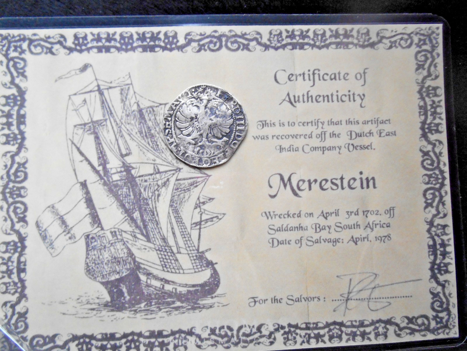 SHIPWRECK treasure SILVER 6 STUIVERS shilling coin MERESTEIN wreck 1645 VOC Indi