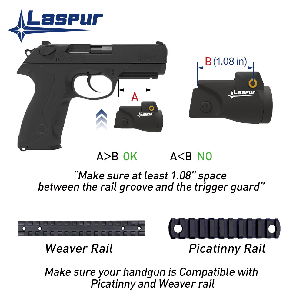 Laspur Sub Compact gun Light 500 High Lumen Rechargeable Battery
