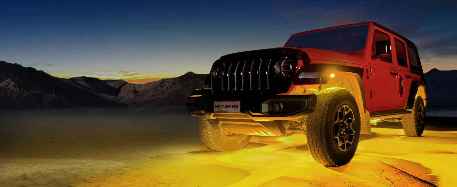 MICTUNING 2nd-Gen RGB LED Rock Lights Bluetooth 8 Pods Underbody Neon Lights Kit