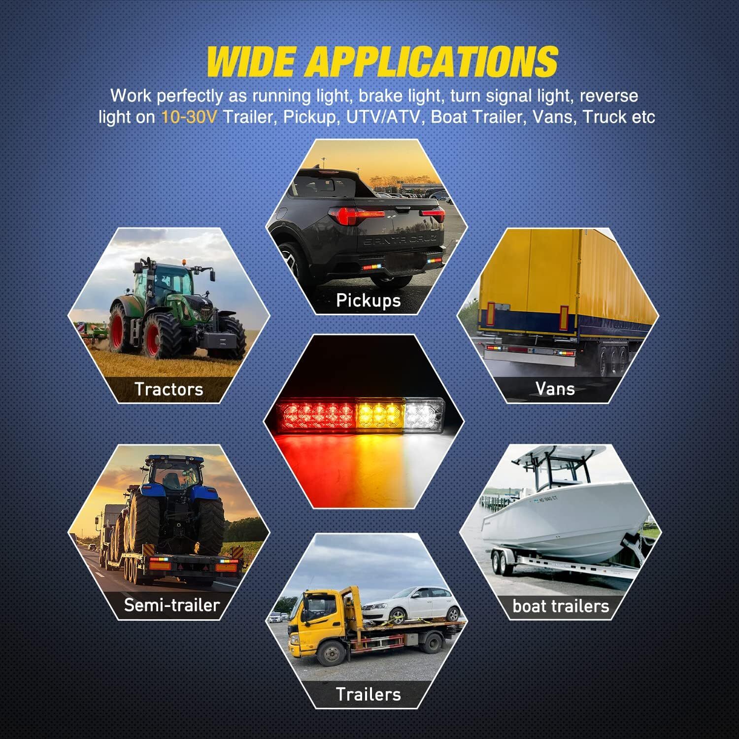 Nilight 6 Inch Oval Trailer Tail Light with flush Mount Grommets Plugs