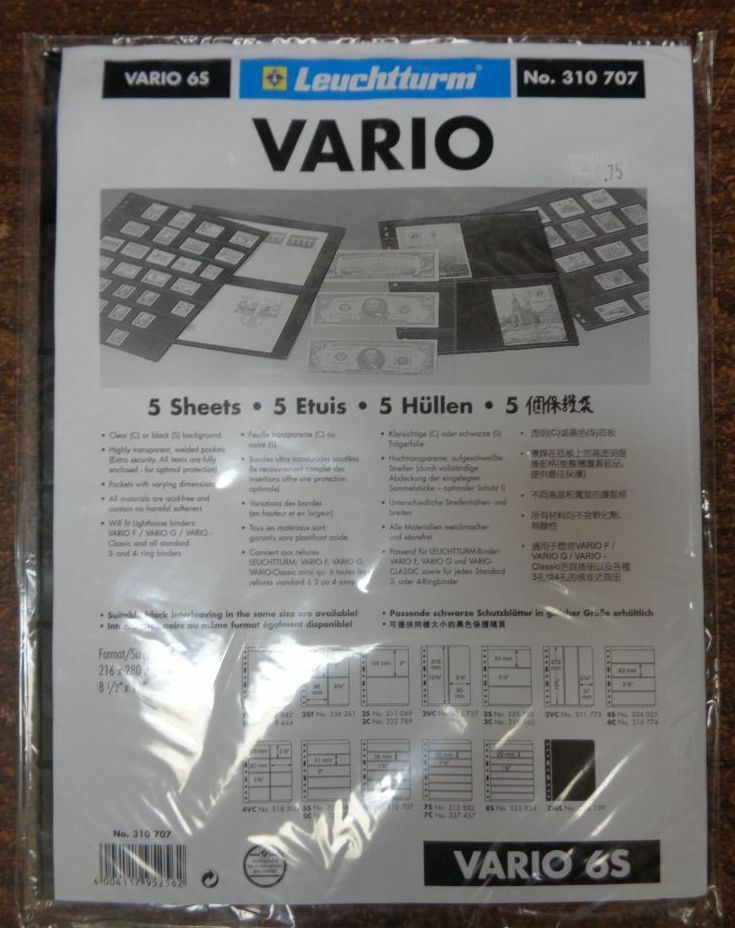 6S VARIO BLACK Lighthouse Stock pages pack of 5 Dbl. sided NEW 6 Row