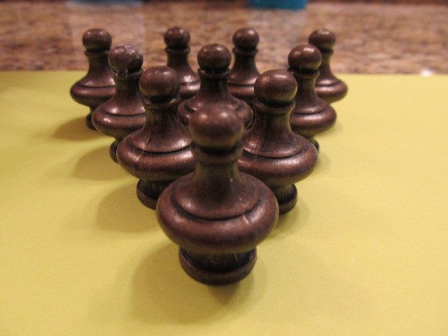 10 pcs NEW OLD STOCK - LAMP FINIALS - PAWN CHESS PC LOOK - HEAVY THREADED METAL