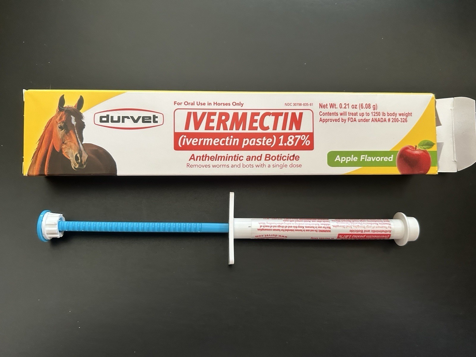 3 pack New In Box Paste Horse Dewormer Apple Flavor Exp 9/2027 dur-vet wormer