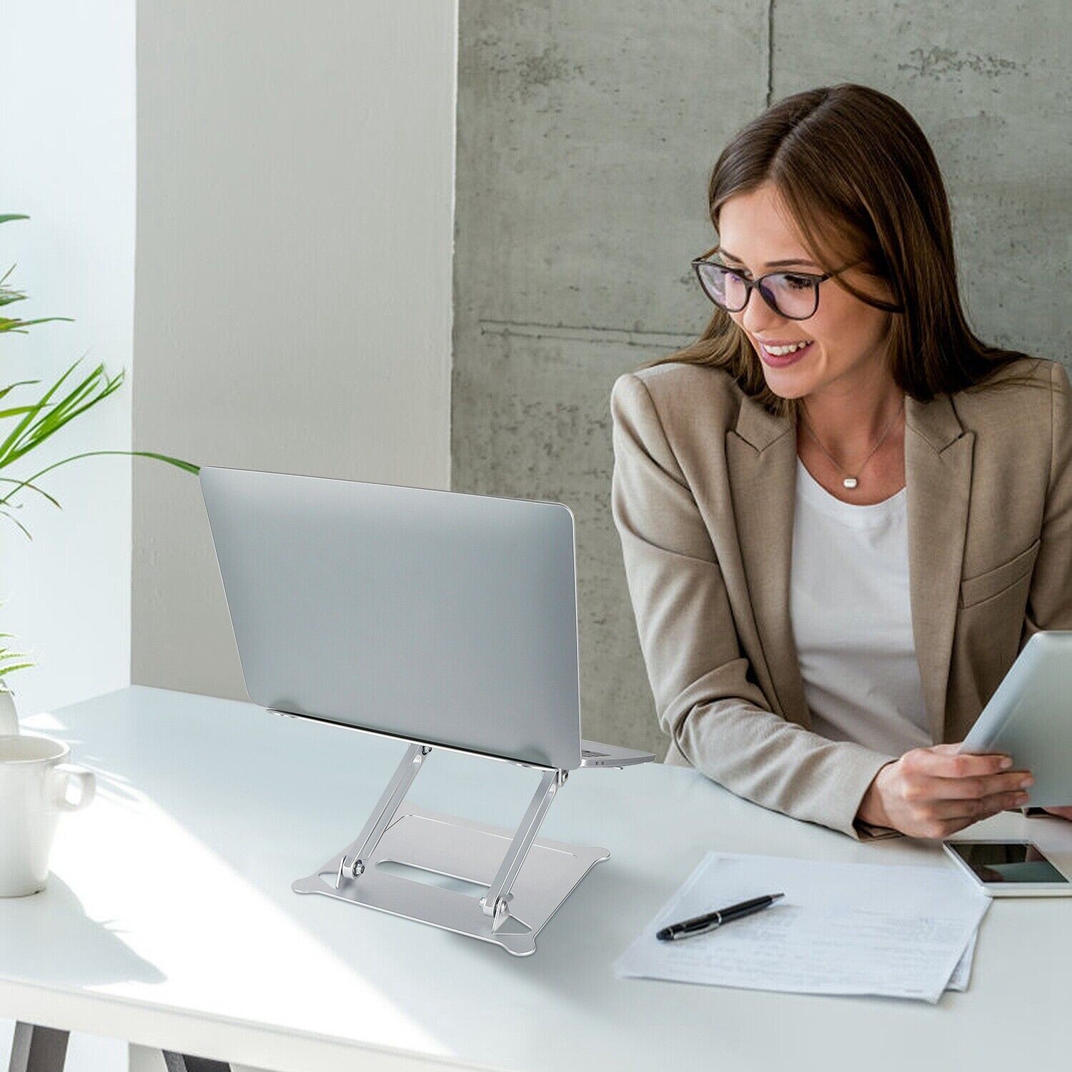 Adjustable Foldable Laptop Stand Aluminum Notebook Riser Computer Holder Desk