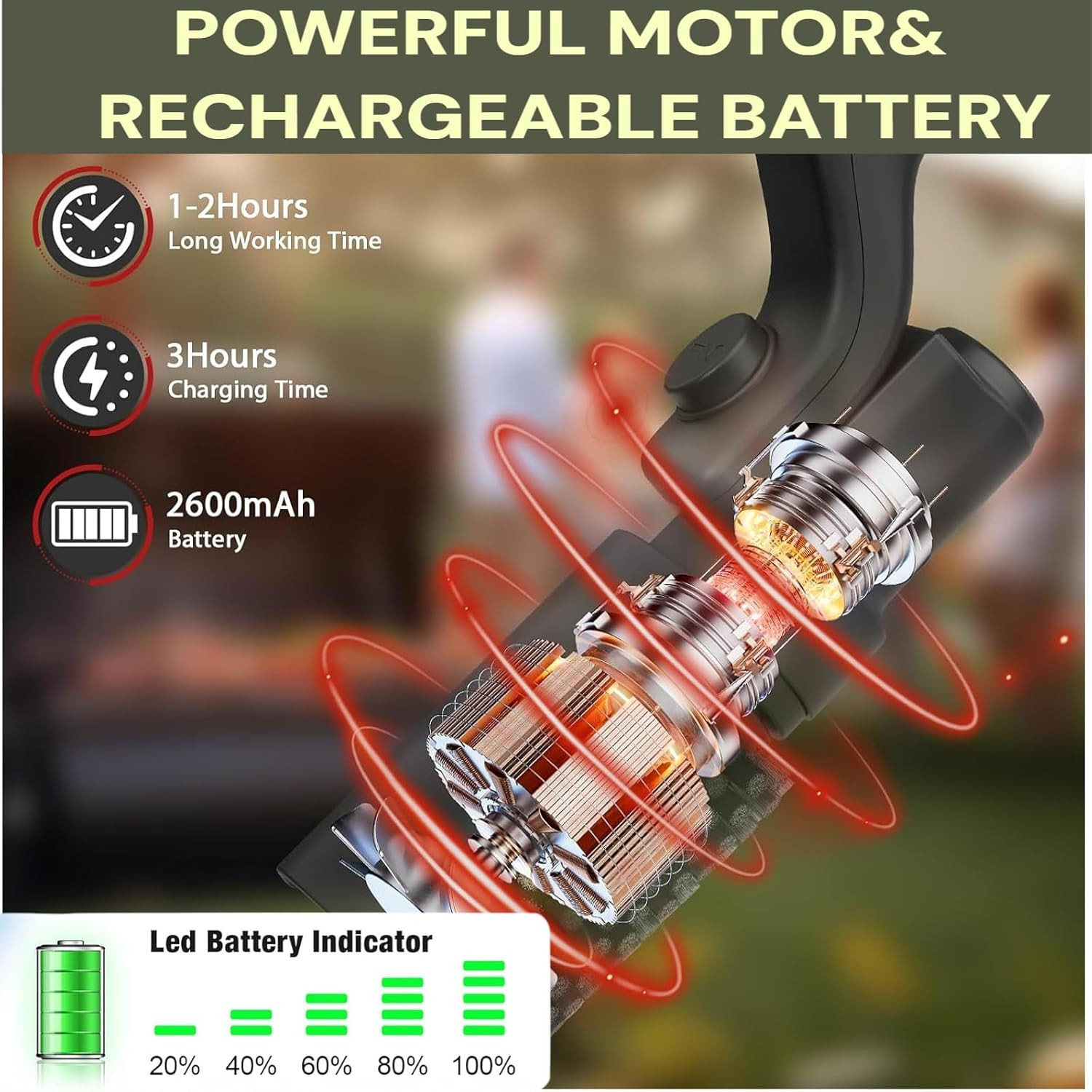 Electric BBQ Grill Brush - 2600mAh Rechargeable Cleaning Brush Wireless Cleaner.