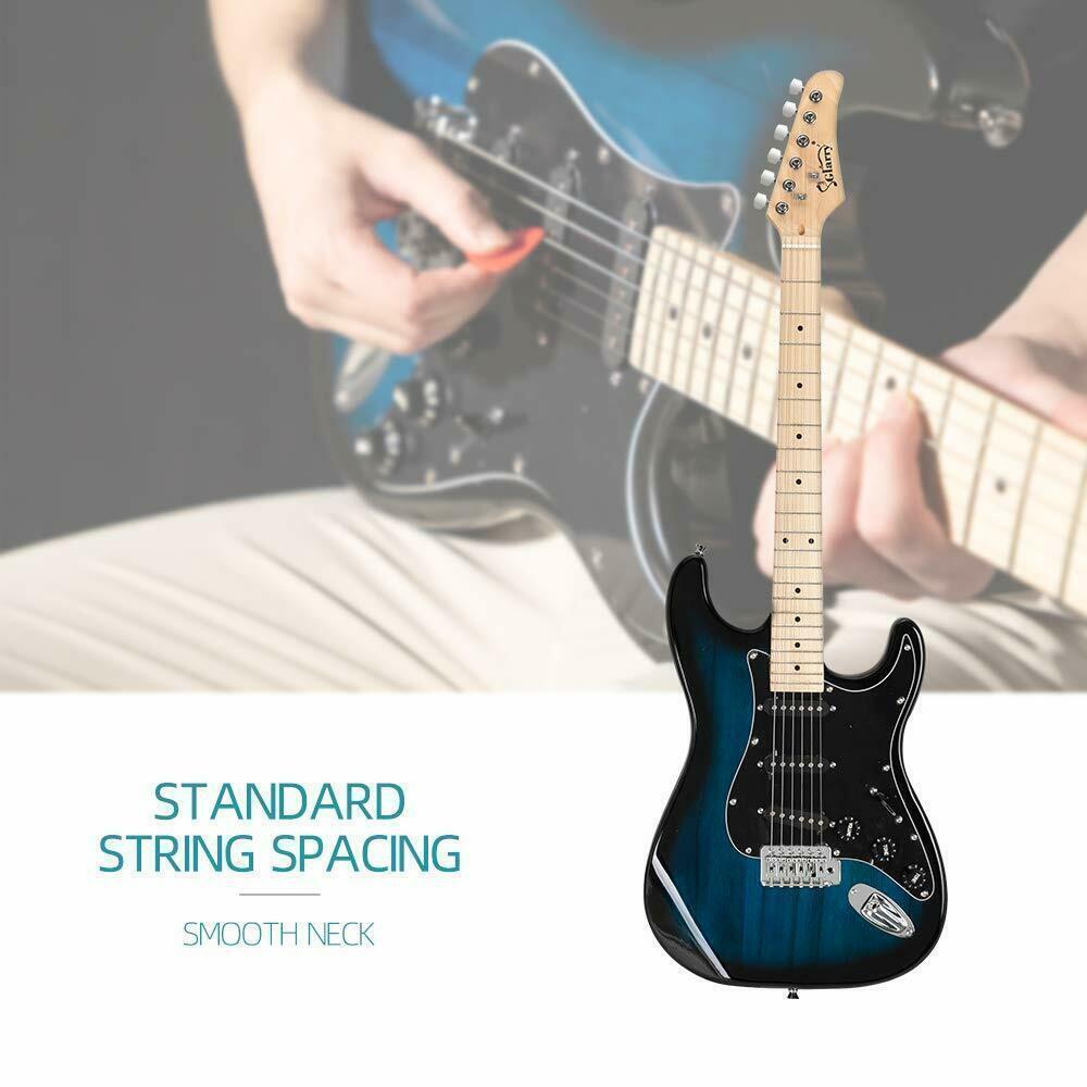 Glarry GST Stylish Basswood Dark Blue Electric Guitar Kit With 20W Amplifier