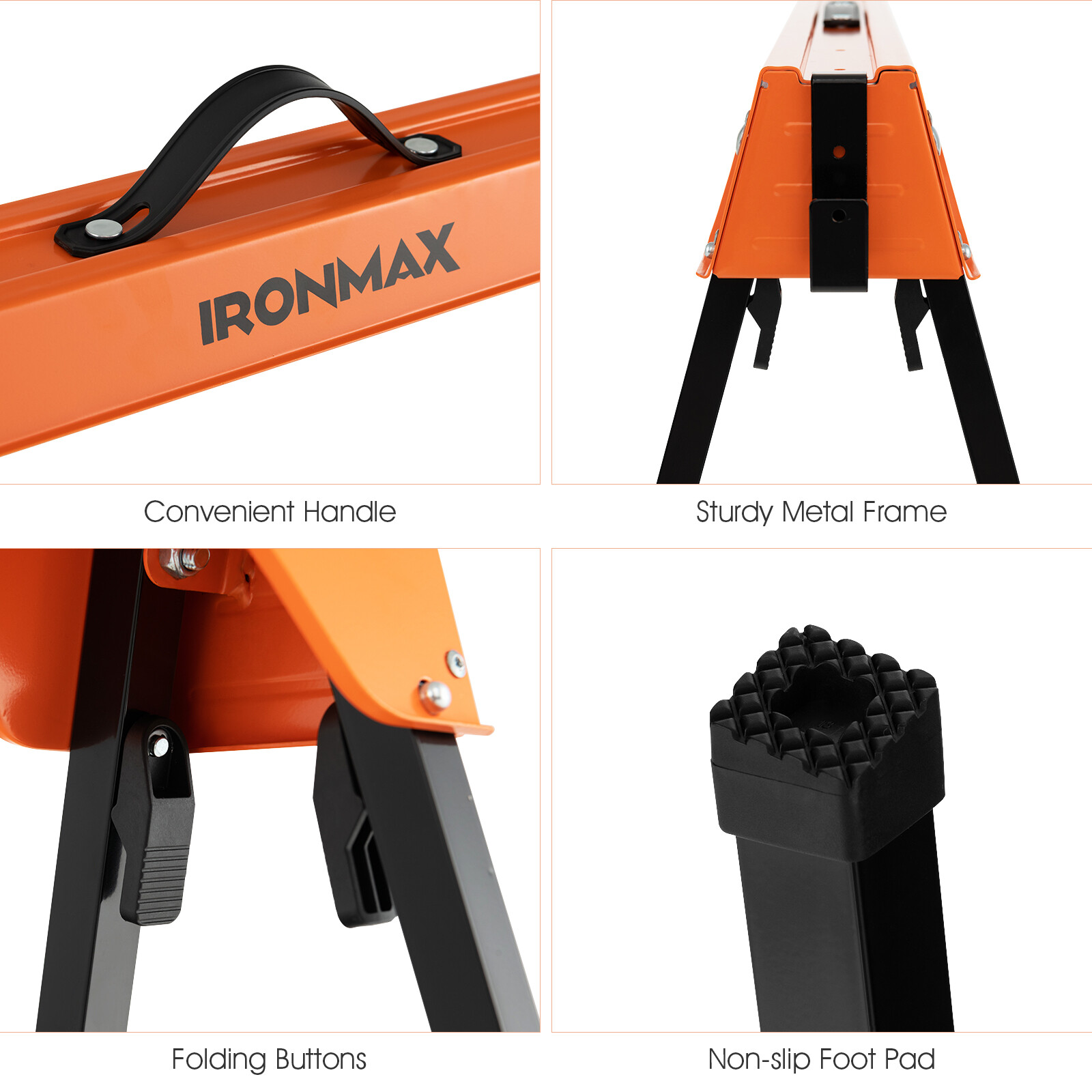 Folding Saw Horses 2 Pack Sawhorse Portable Heavy Duty 1366 LBS Weight Capacity