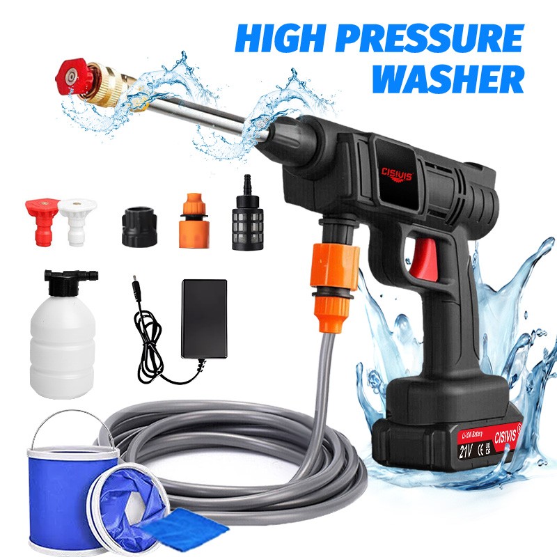 Cisivis Cordless High Pressure Car Washing Gun Pressure Washer Gun with 2 Nozzle