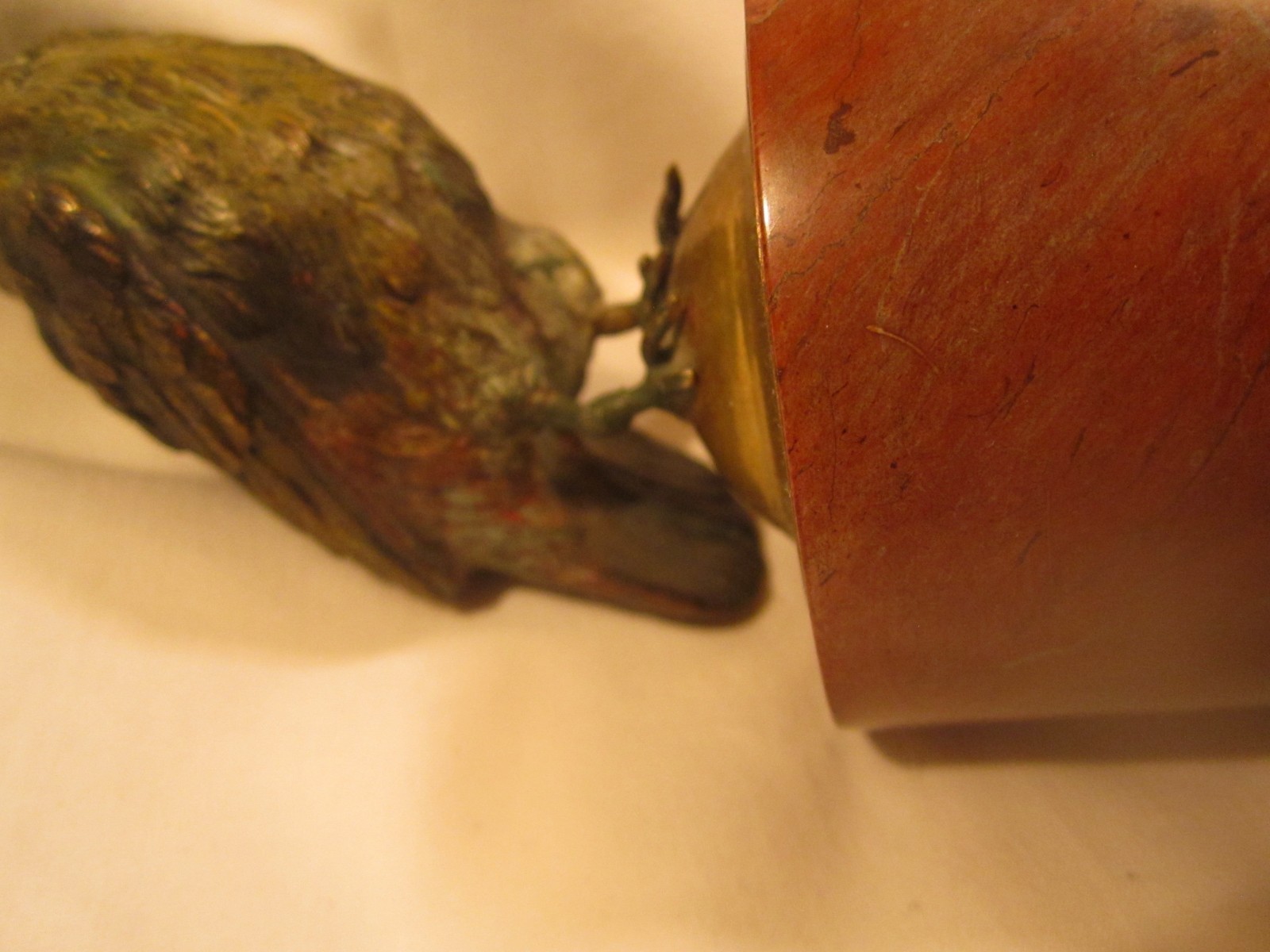 Antique Austrian cold painted bronze Kingfisher bird on marble base