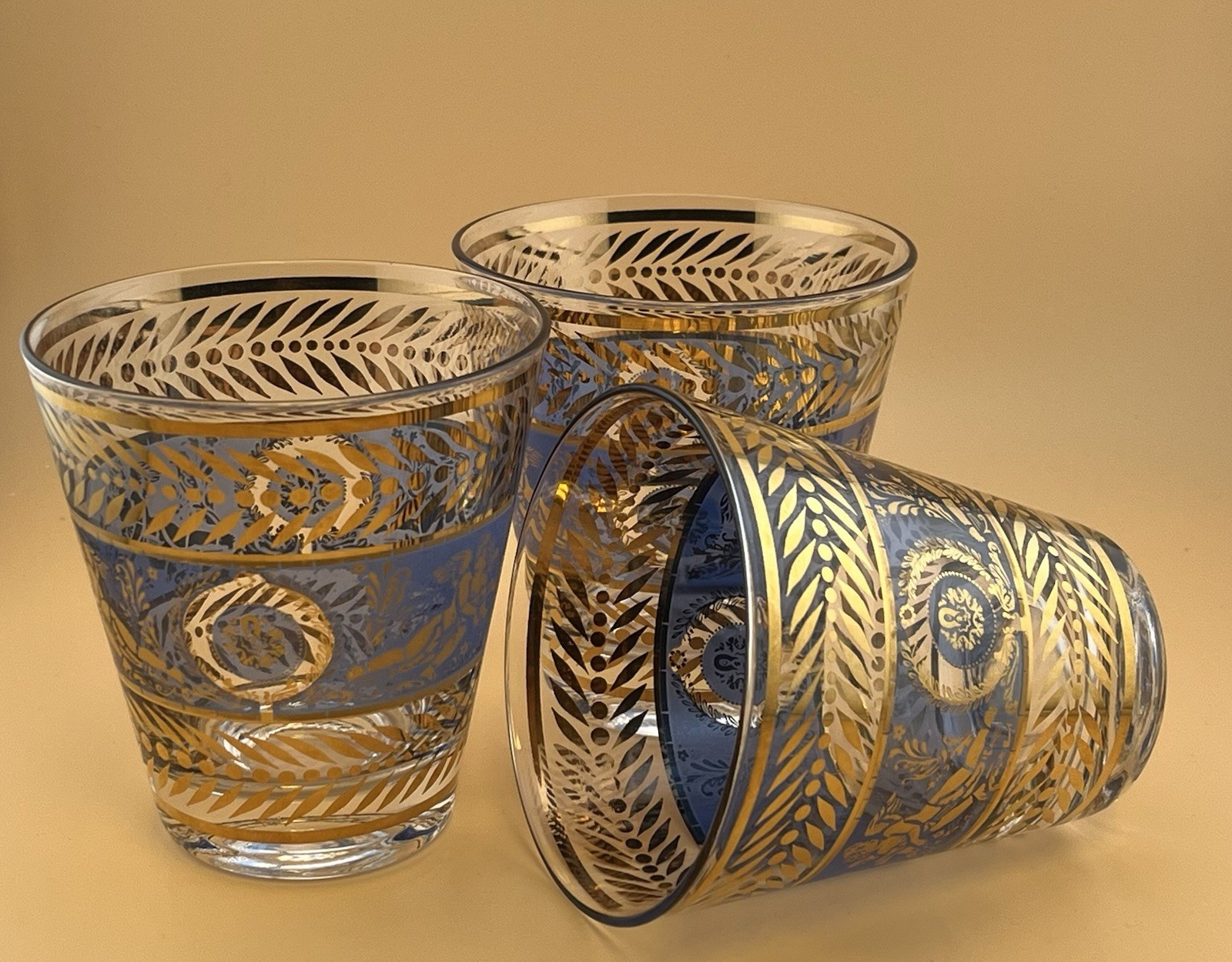 SET Of 8 MCM Marshall Fields Blue Angel Whiskey Glasses New In Box & Wrapping