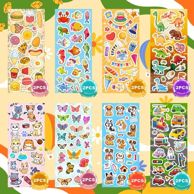 48 Sheets Stickers for Kids, Cute Kids Variety Pack Multicolor