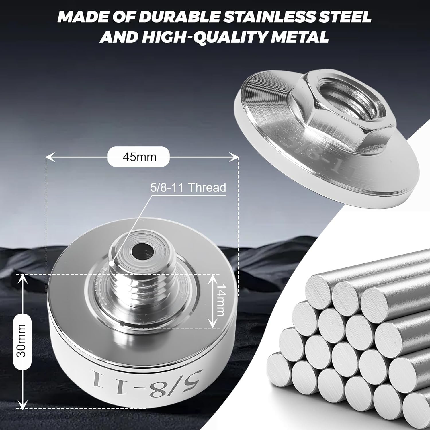 XLOCK to 5/8"-11 Thread Adapter Kit – Stainless Steel Angle Grinder Quick-Cha...