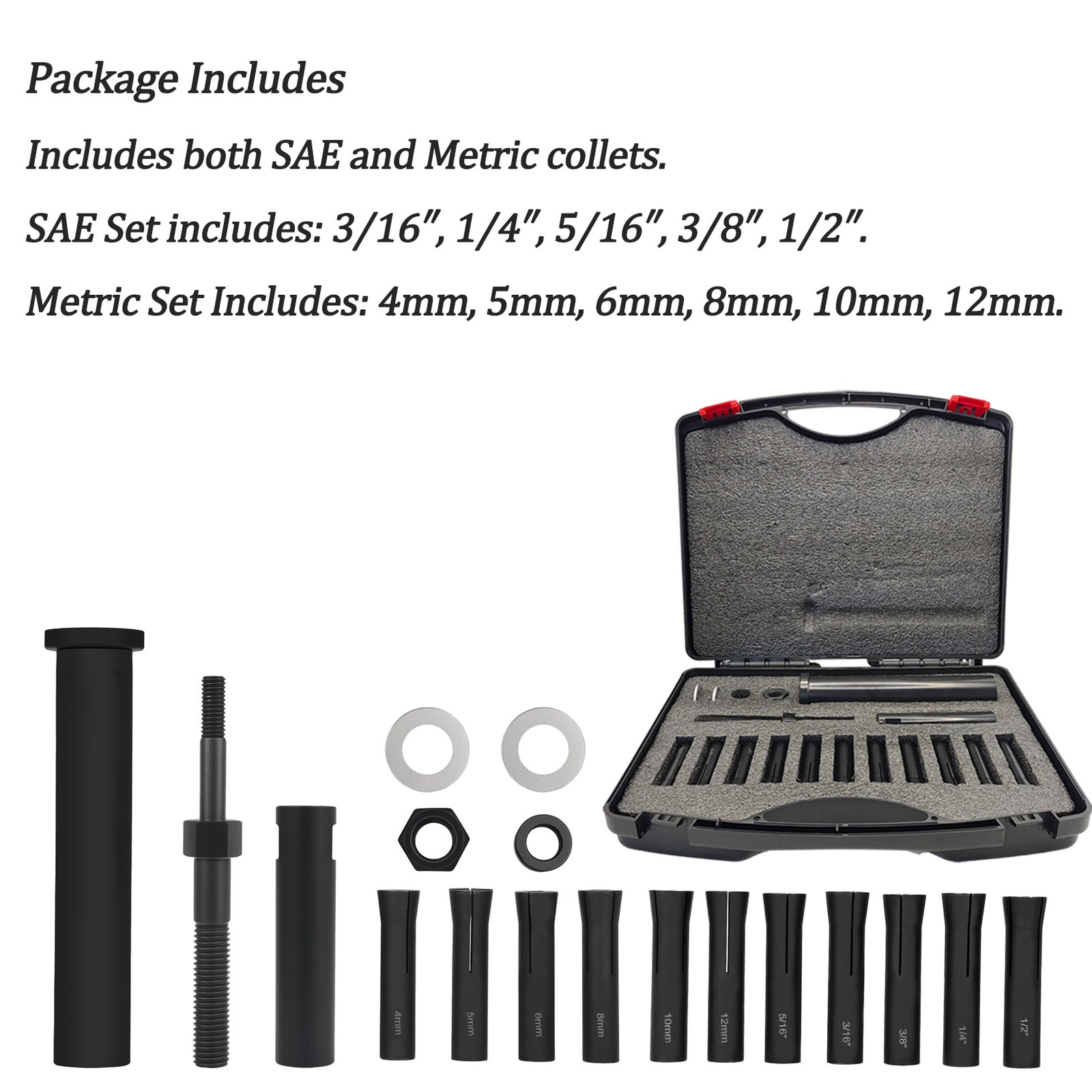 18pcs 95400 in-Line Dowel Pin Puller Master Set Includes Both SAE&Metric Collets