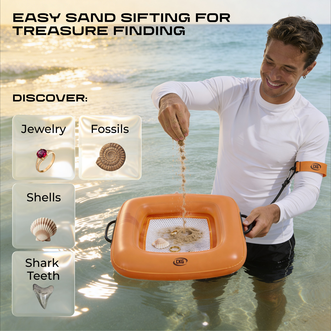 CKG Floating Inflatable Sifter for Metal Detecting | Beach & Water Recovery