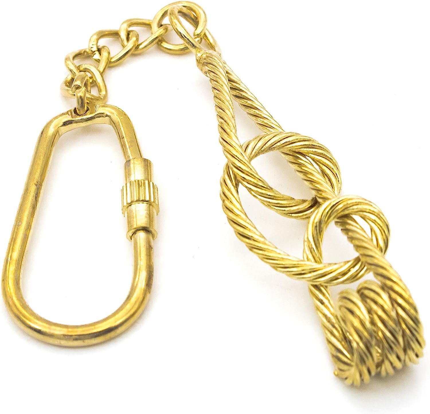 Knotted Key Chain Nautical Solid Brass Carabiner Split Ring Pirate Maritime Gift