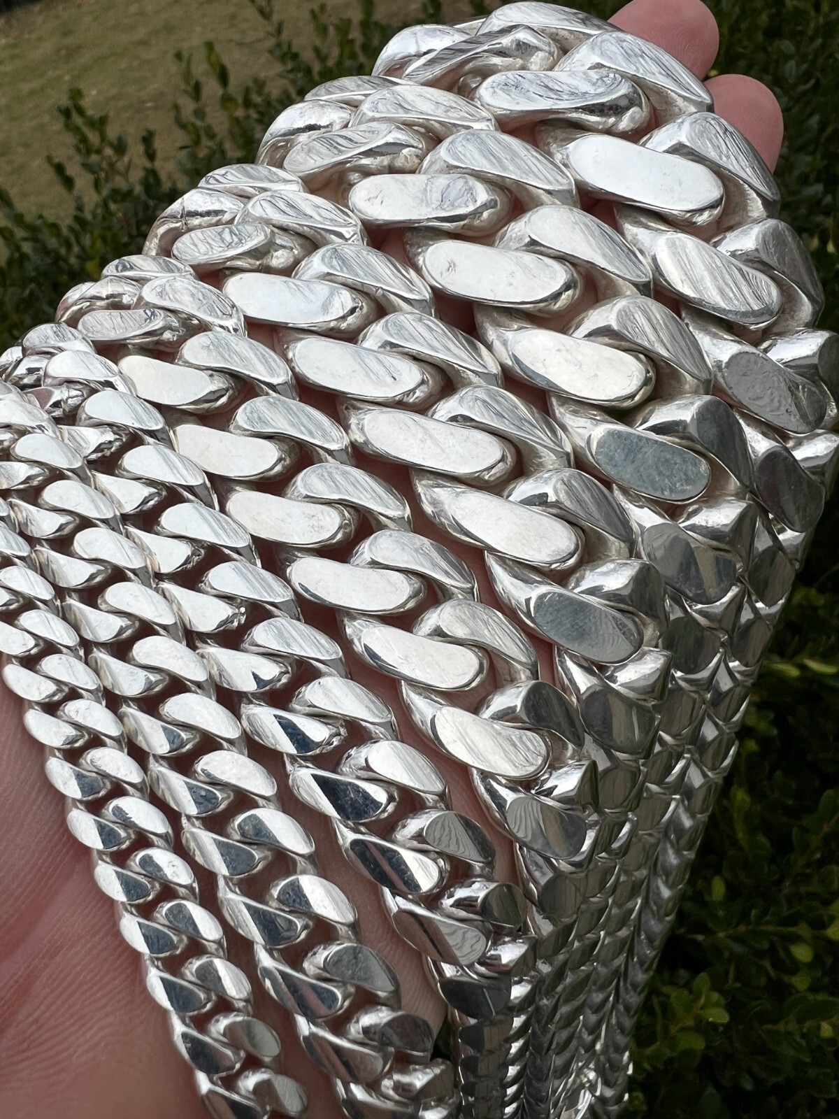 Real Handmade Tight Link Miami Cuban Chain Bracelet or Necklace in 999 Silver