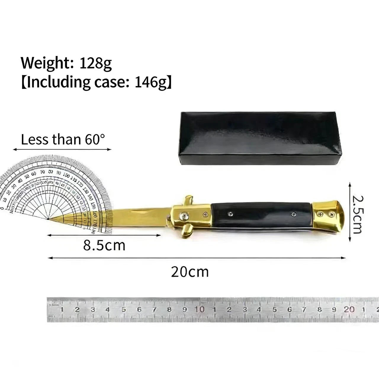 Classic Italian Milano Spring Assist Open Folding Stiletto Pocket Knife Blade