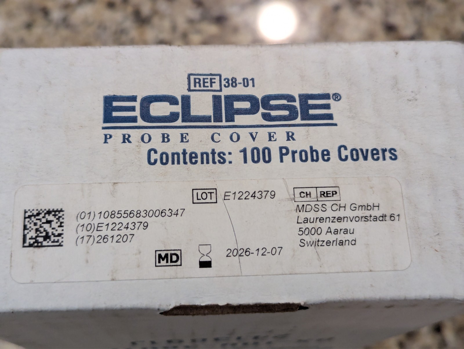 Eclipse 100 Pack 38-01 Ultrasound Probe Covers 2.37/1.73"W x 9.5"L exp: 12/2026