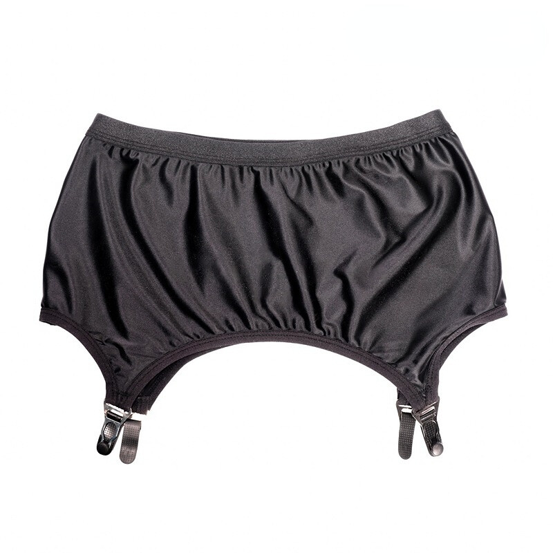 NEW Fashion Black Garter Oily Glossy Stretchy Skirt with 4 Straps Suspender Belt