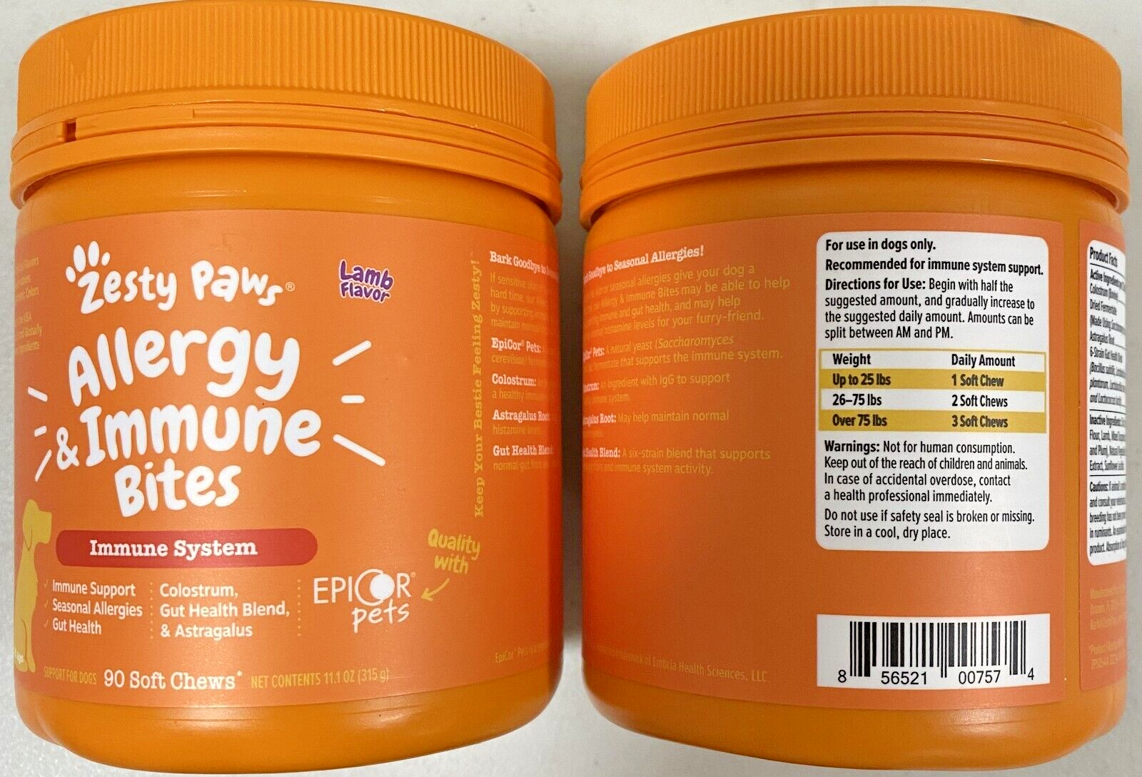 Zesty Paws Allergy & Immune Bites Lamb Flavor 90 Soft Chews EXP 11 / 2025 & UP!