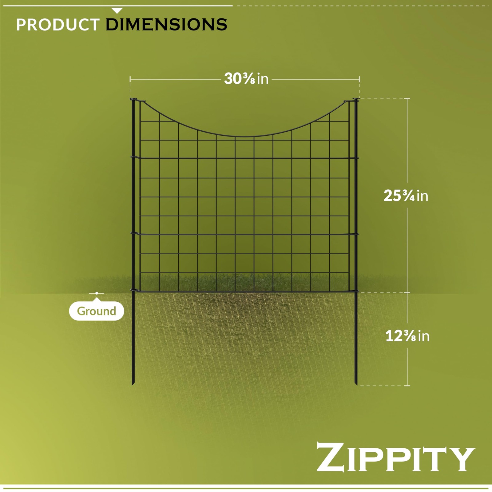 25in H (5 Fence Panels) No Dig Easy Install Zippity Black Metal Fence, Decora...
