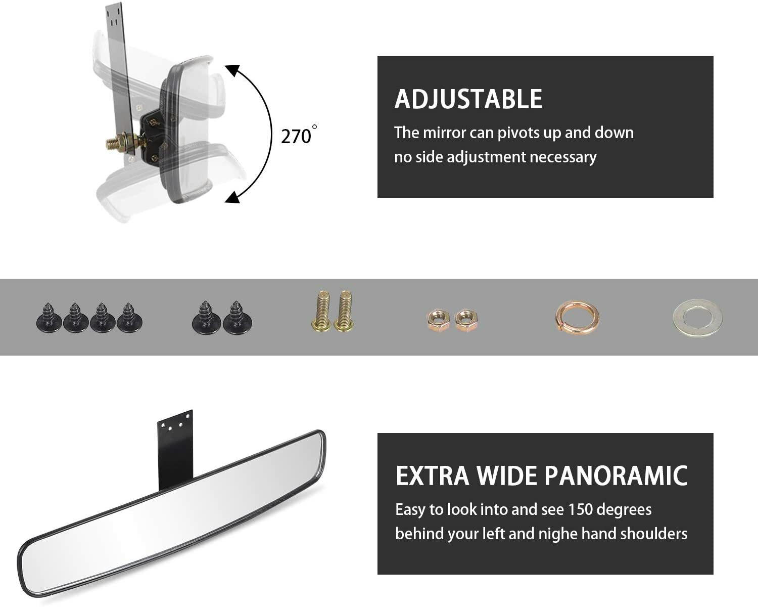 10L0L 270° Rotatable Golf Cart Mirrors,Rear View Mirror for EZGO Club Car Yamaha