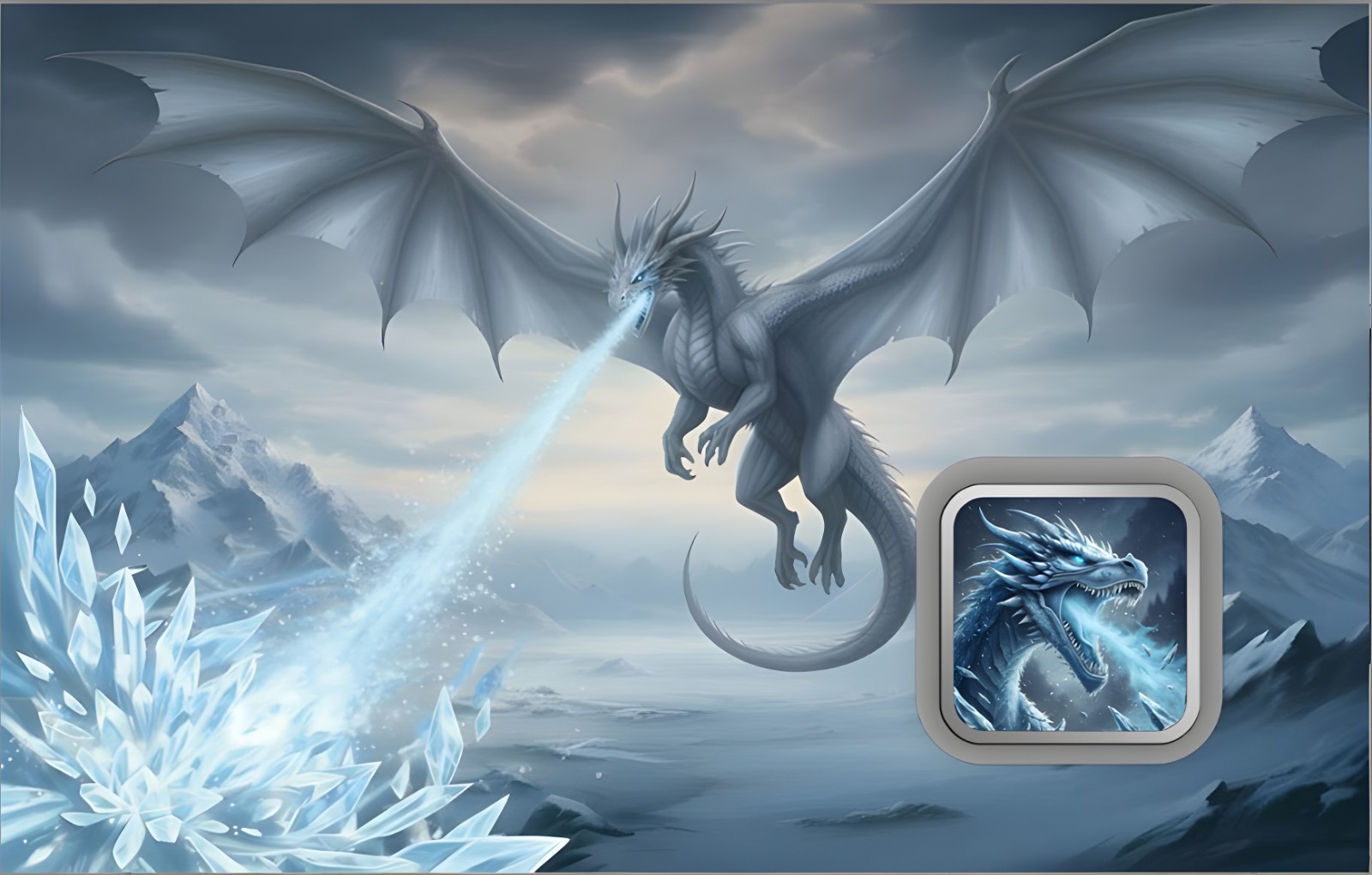 Ice Dragon 1g 999 Colorized Silver Bar in Collectible Themed Card IN STOCK