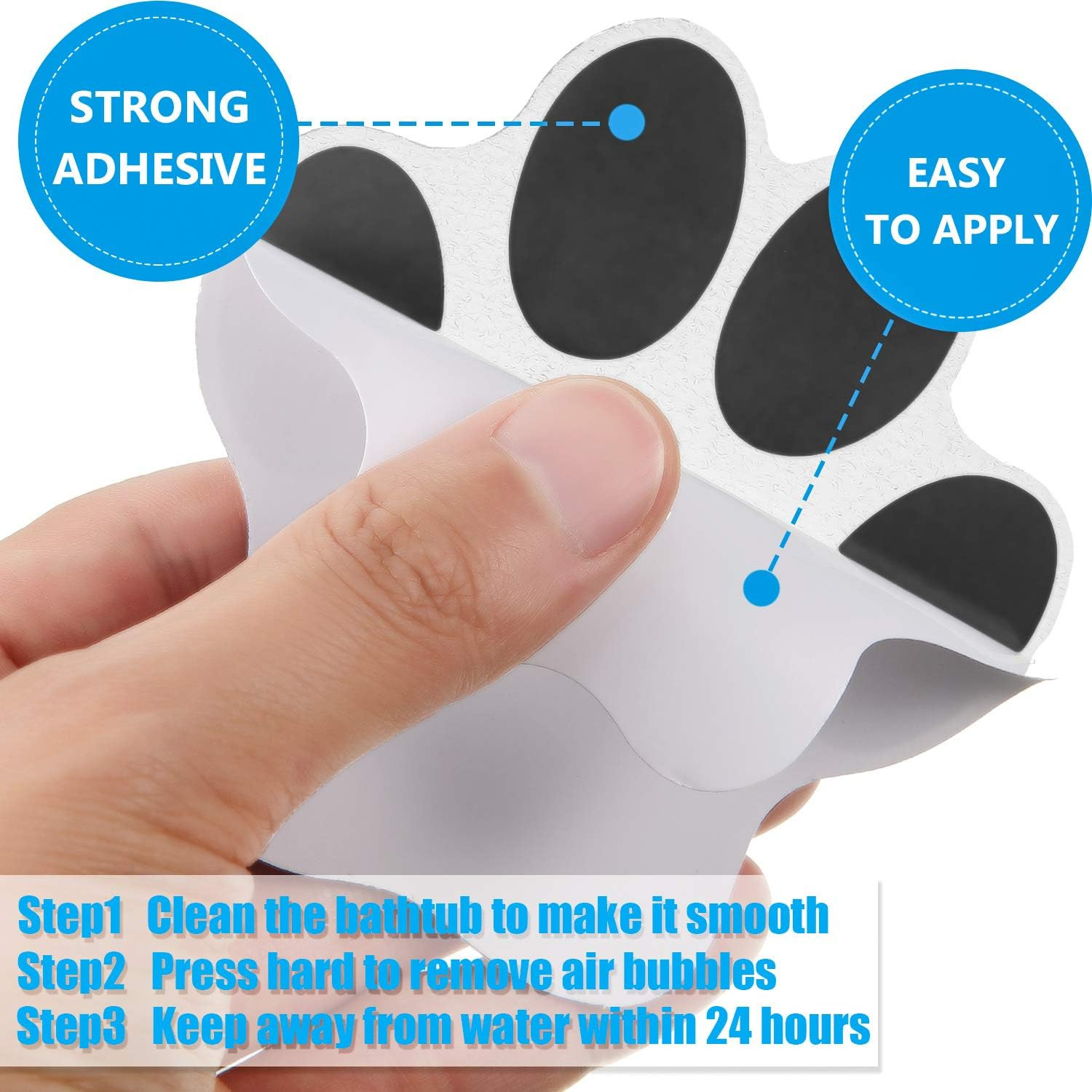 20 Pcs Non Slip Bathtub Stickers Shower Floor Sticker Safety Adhesive Paw Decals