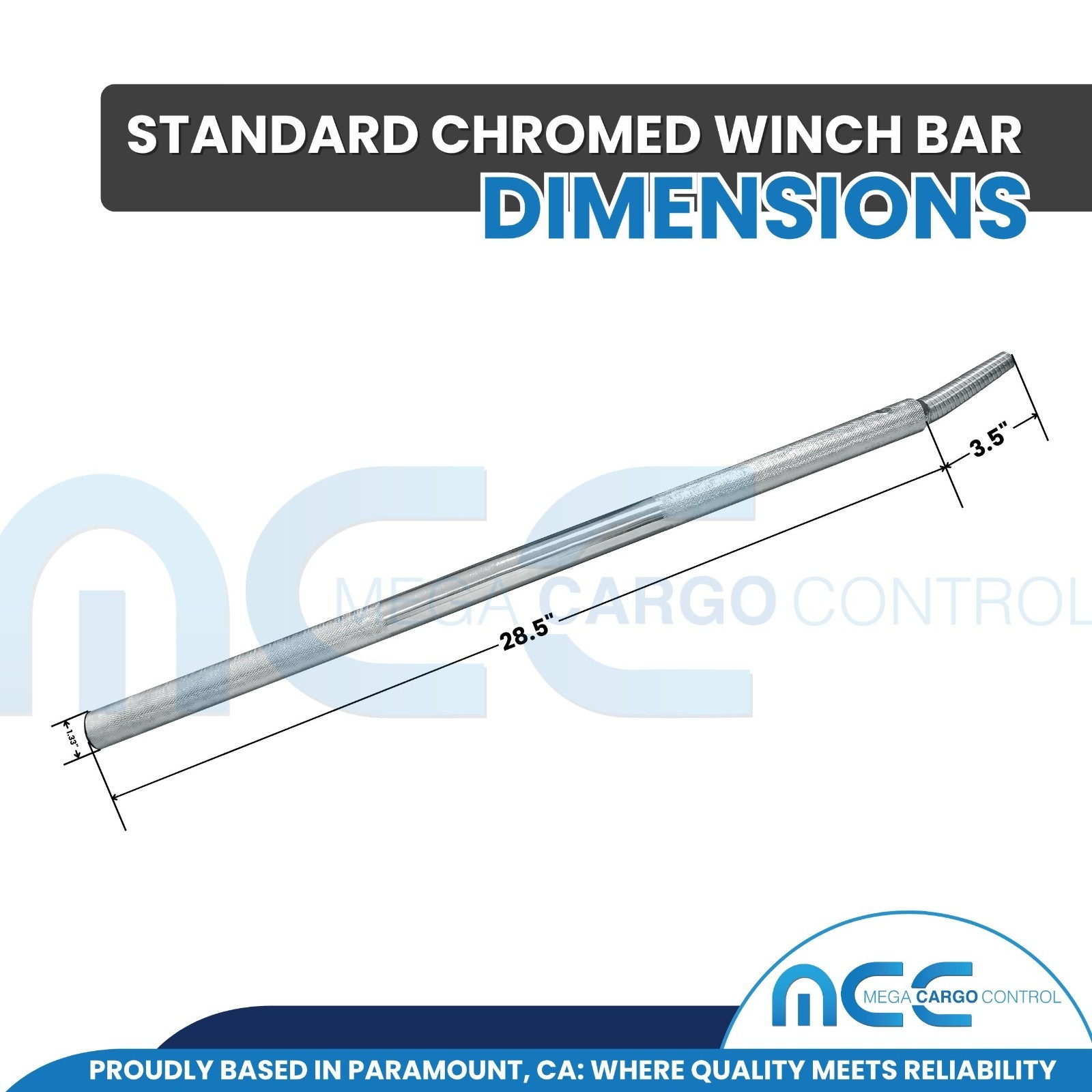 2 Pack Chrome 32" Standard Winch Bar for Flatbed Trailer Cargo Tie Down Strap