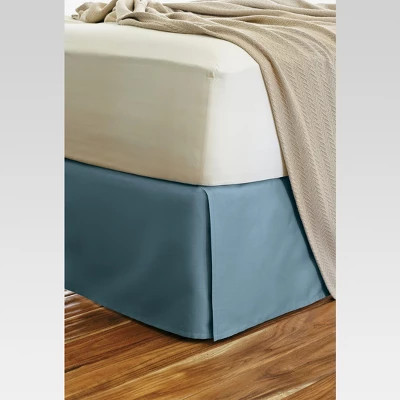 Threshold Bed Skirt Oversized Cotton Sateen Pleated Wrinkle-Free, White, Queen