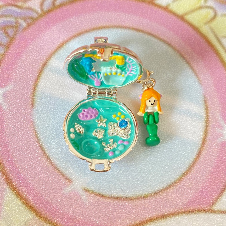 Polly pocket seashine mermaid locket sterling silver charm for bracelet