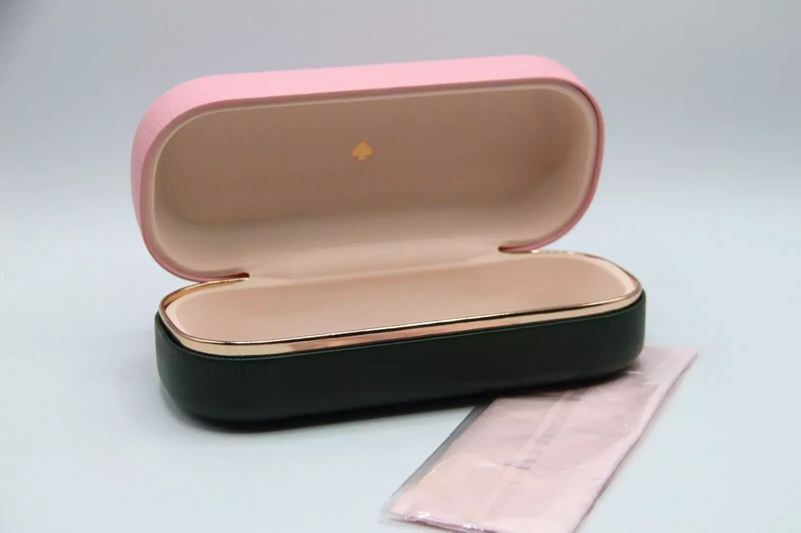 NEW KATE SPADE HARD LARGE PINK GREEN CLAMSHELL CASE EYEGLASSES EYEGLASSES CLOTH