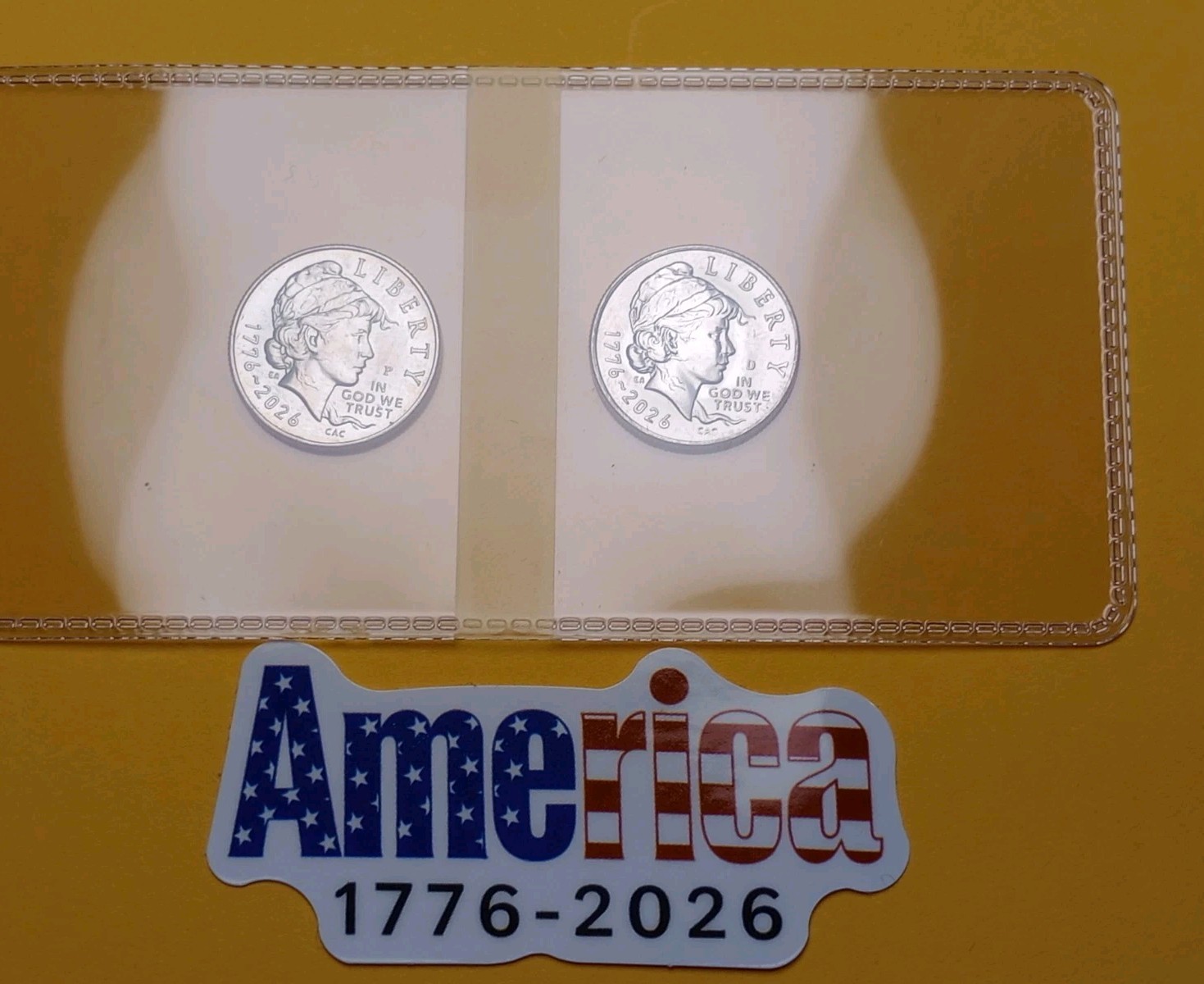 2026 P&D Dimes Dual Date 1776-2026 (2) COIN SET from OBW Rolls in a plastic Flip