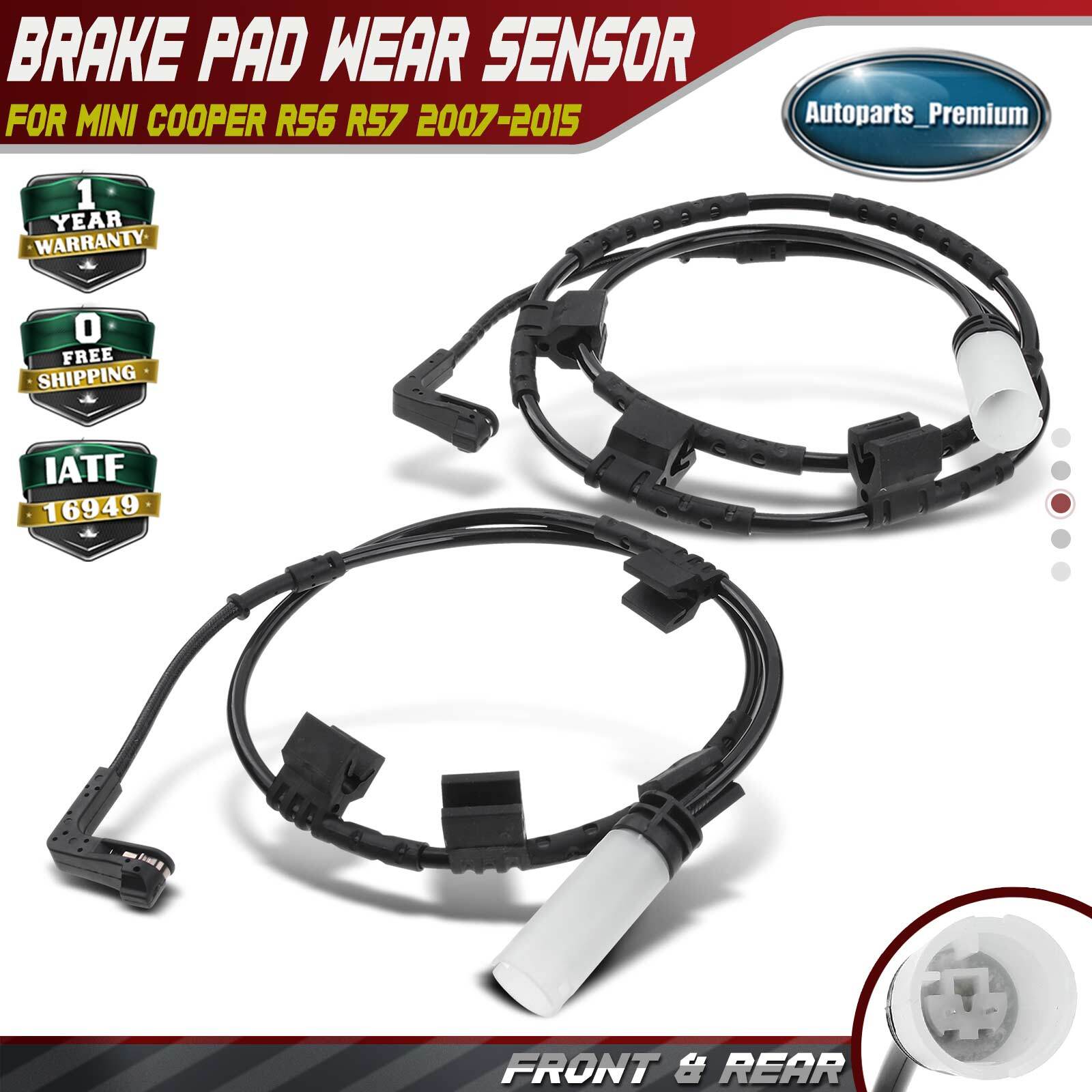 2x Front & Rear Disc Brake Pad Wear Sensor for Mini Cooper 2007 2008 2009-2015