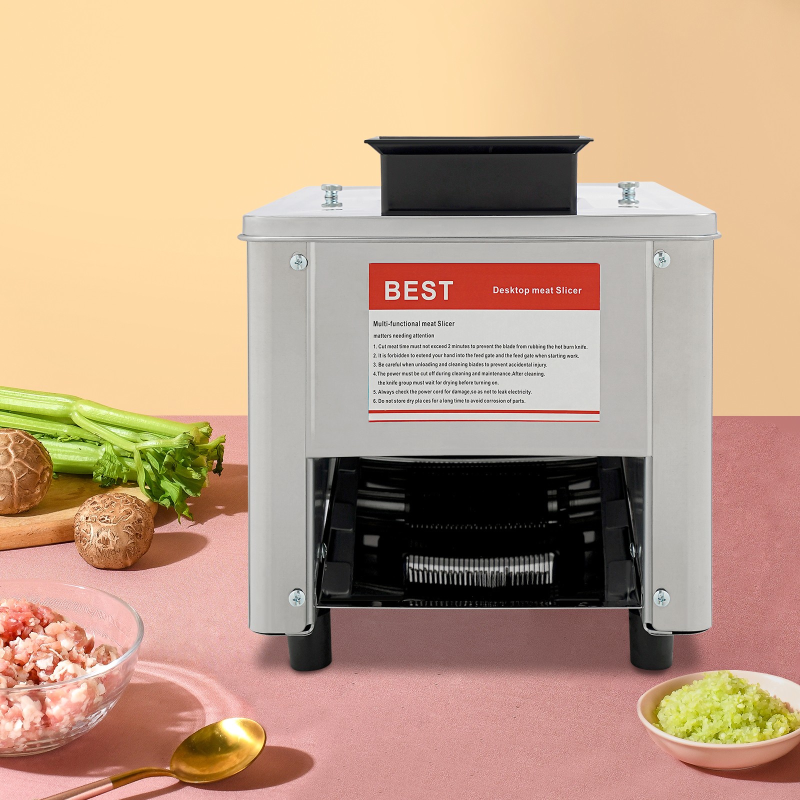 Meat Cutting Machine 150Kg/H Electric Meat Cutter Slicer 10mm Blade 850W 110V