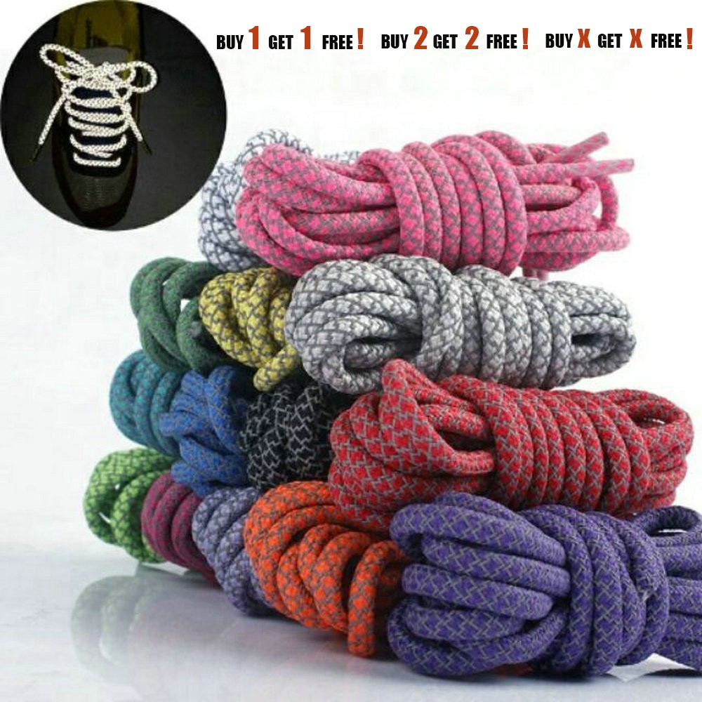 Reflective Round Rope Shoelaces 3M Laces Sneakers Sport Outdoor Climbing Boot